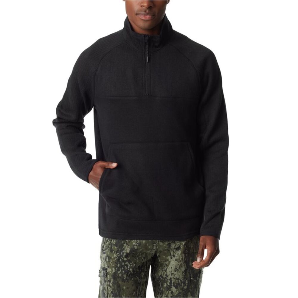 BASS OUTDOOR Mens Quarter Zip Pullover Sweater, Black, XL, DM